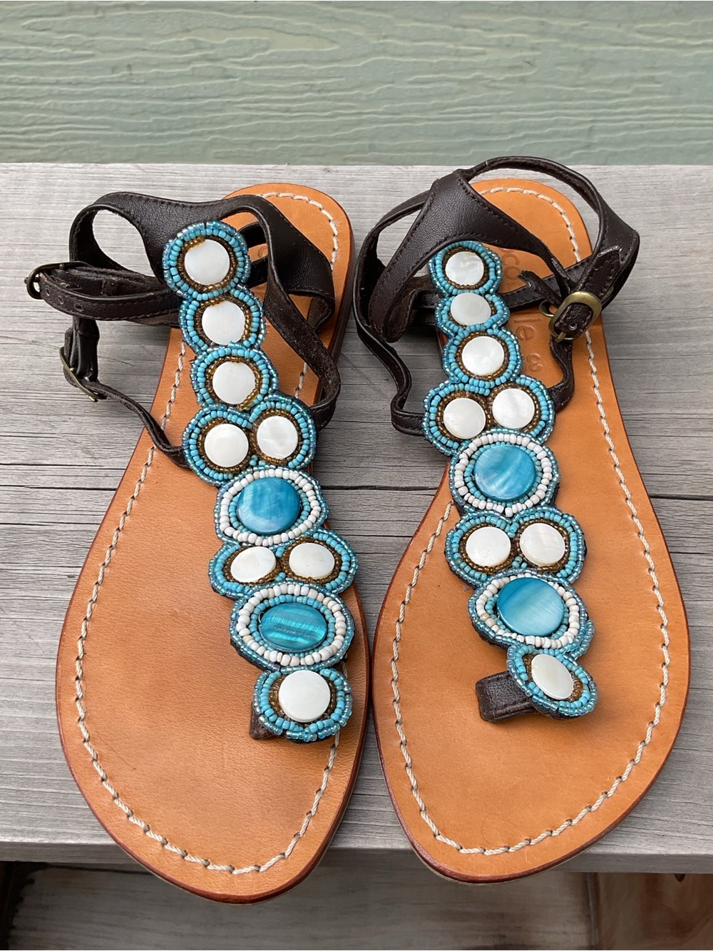 Women’s Beaded T-Strap Sandals
